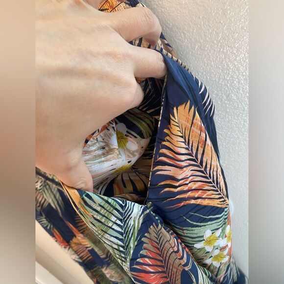 Terra & Sky navy blue tropical beach maxi Boho dress smocked tiered plus size 4X - Picture 7 of 13